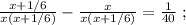 \frac{ x + 1/6 }{ x ( x + 1/6 ) } - \frac{x}{ x ( x + 1/6 ) } = \frac{1}{40} \ ;