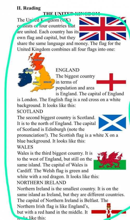 2. Which country is ... 5) To the East of Wales?6) West of Scotland, not on the same island?7) West