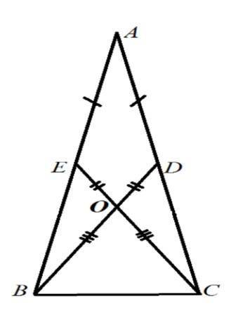 На рисунке AE=AD, BO=CO, EO=DO. Докажите что треугольник BAC-равнобедренный