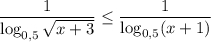 \dfrac{1}{\log_{0{,}5}\sqrt{x+3}} \le\dfrac{1}{\log_{0{,}5}(x+1)}