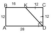 .(Дано: abcd-прямоугольник bc||ad, ab=dc, dk-бисектрисса ad=28см, cd=12см, найти: ab, kd.).