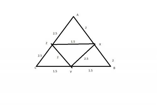 Треугольник со сторонами 3см, 4см, 5 см согнули по его средним линиям и получили модель тетраэдра.на