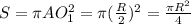 S=\pi AO_1 ^2=\pi(\frac{R}{2})^2=\frac{\pi R^2}{4}
