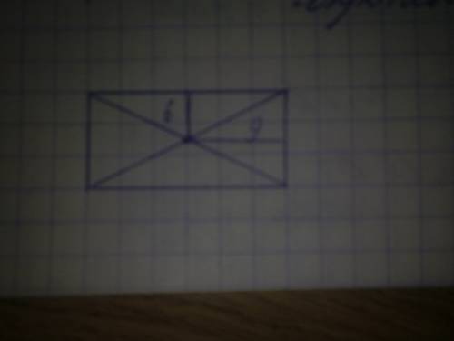 Расстояния от точки пересечения диагоналей прямоугольника до двух его сторон равны 6см и 9см.найдите