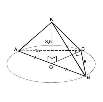Через середину гипотенузы прямоугольного треугольника abc проведен к его плоскости перпендикуляр ко