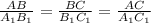  \frac{AB}{A_1B_1} =\frac{BC}{B_1C_1} = \frac{AC}{A_1C_1} 