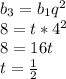 b_3 = b_1 q^2 \\ 8 = t*4^2 \\ 8 = 16t \\ t= \frac{1}{2} 