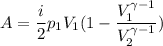 A=\dfrac{i}{2} p_{1}V_{1} (1- \dfrac{ V_{1}^{\gamma-1} }{V_{2}^{\gamma-1} })