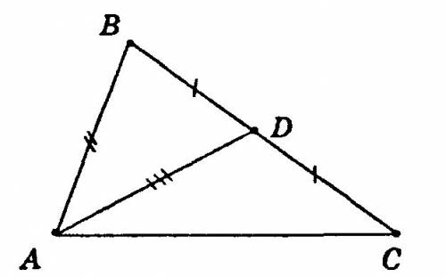 Докажите равенство треугольников по двум сторонам и медиане,проведённой к одной из них.