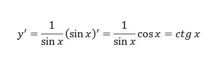 Найти производные сложных функций y=ln sin x