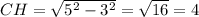 CH=\sqrt{5^2-3^2}=\sqrt{16}=4