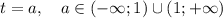 t=a,\quad a\in(-\infty;1)\cup(1;+\infty)