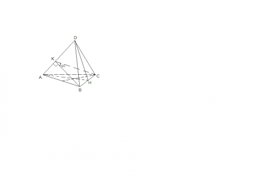 Двугранный угол при боковом ребре правильной треугольной пирамиды dabc равен 120 градусов. расстояни