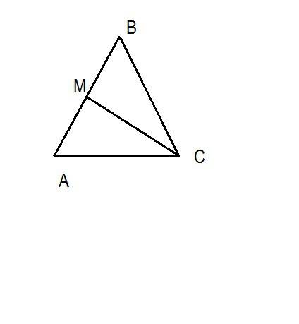 Дан треугольник abc. постройте медиану этого треугольника, проведённую к стороне ab.