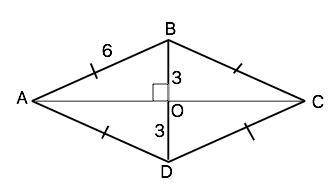 Диагональ ромба равна его стороне, ее длина 6 см. найдите вторую диагональ и углы ромба.