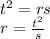 \\t^2=rs\\ r=\frac{t^2}{s}