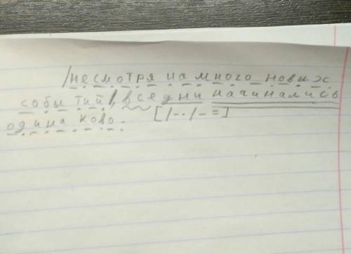 Нужно выполнить синтаксический разбор предложения: несмотря на много новых событий,все дни начиналис