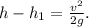 h-h_{1}=\frac{v^2}{2g}.