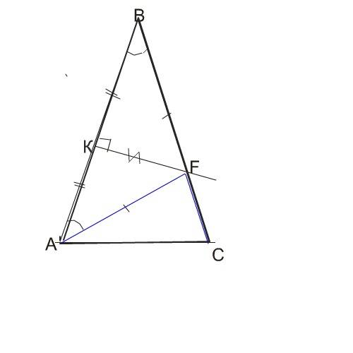 Серединный перпендикуляр к стороне ab равнобедренного треугольника abc пересекает сторону bc в точке