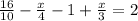 \frac{16}{10}-\frac{x}{4}-1+\frac{x}{3}=2