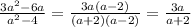 \frac{3a^{2}-6a}{a^{2}-4}=\frac{3a(a-2)}{(a+2)(a-2)}=\frac{3a}{a+2}