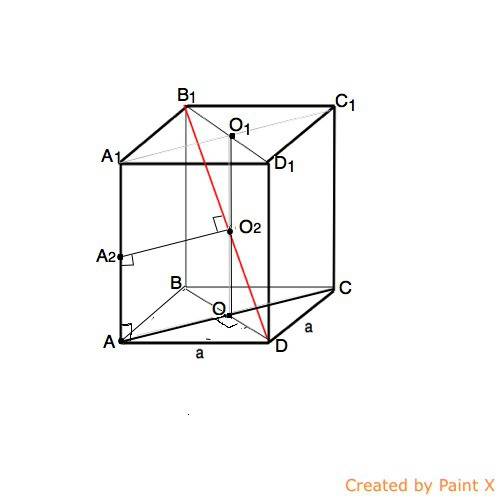 Основанием прямоугольного параллелепипеда является квадрат стороной, равной а, расстояние от боковог