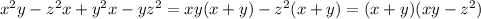 x^2y-z^2x+y^2x-yz^2=xy(x+y)-z^2(x+y)=(x+y)(xy-z^2)