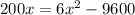 200x=6x^2-9600