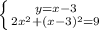 \left \{{{y=x-3}\atop{2x^{2}+(x-3)^{2}=9}} \right