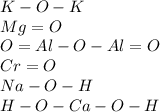 K-O-K\\ Mg=O\\ O=Al-O-Al=O\\ Cr=O\\ Na-O-H\\H-O- Ca-O-H