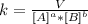 k = \frac{V}{[A]^a * [B]^b}