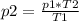 p2=\frac{p1*T2}{T1}