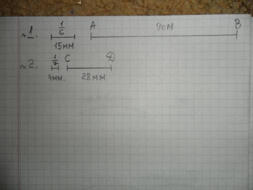 Записать условие ! 1.длина одной шестой части отрезка ав равна 15 мм.начерти отрезок! решение мы сде