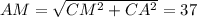 AM=\sqrt{CM^{2}+CA^{2}}=37 