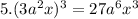 5.(3a^{2}x)^{3}=27a^{6}x^{3}