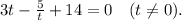 3t-\frac{5}{t}+14=0\ \ \ (t\neq0).