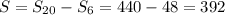 S=S_{20}-S_6=440-48=392