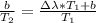 \frac{b}{T_{2}} = \frac{\Delta\lambda*T_{1} + b}{T_{1}}