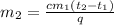 m_{2}=\frac{cm_{1}(t_{2}-t_{1})}{q}