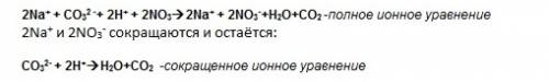 Допишите уравнение реакции и рассмотрите в ионном виде : na2co3 + hno3 >