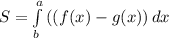 S= \int\limits^a_b {((f(x)-g(x))} \, dx 