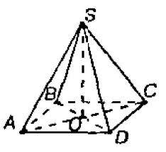 Высота правильной четырехугольной пирамиды равна корень из шести см, а боковое ребро наклонено к пло