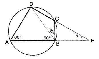 Четырехугольник abcd вписан в окружность. найдите градусную меру угла между прямыми ab и cd, если уг