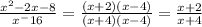 \frac{x^2-2x-8}{x^-16}=\frac{(x+2)(x-4)}{(x+4)(x-4)}=\frac{x+2}{x+4}