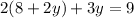 2(8+2y)+3y=9