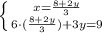 \left \{ {{x=\frac{8+2y}{3}} \atop {6\cdot(\frac{8+2y}{3})+3y=9}} \right.