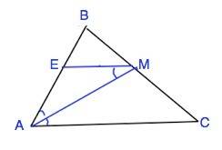 Отрезок ам - биссектриса треугольника авс. через точку м проведена прямая, параллельная ас и пересек