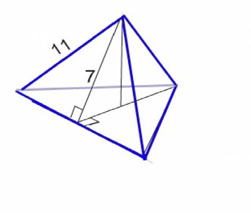 Боковое ребро и апофема правильной треугольной пирамиды соответственно равны 11 см и 7 см. вычислить