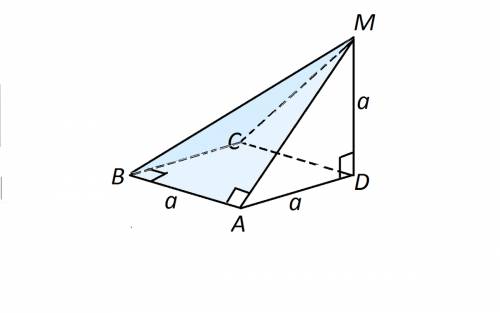 Основанием пирамиды mabcd является квадрат abcd, ребро md перпендикулярно к плоскости основания, ad=