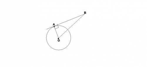 Прямая ав касается окружность с центром о радиуса 4 см в точке а так , что ов=4кореня из 2 см .чему 